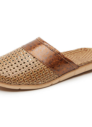 Handmade Silent Non-slip Rattan Linen Bamboo Woven Slippers