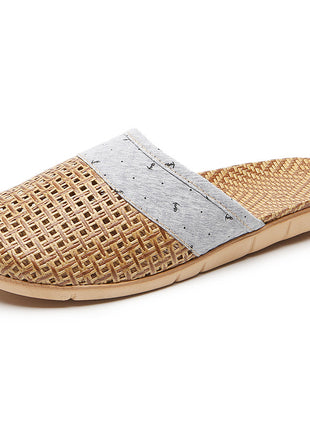 Handmade Silent Non-slip Rattan Linen Bamboo Woven Slippers