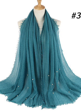 Cotton and linen crumpled monochrome scarf