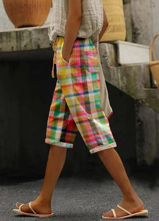 Casual Drawstring Seersucker Pocket Beach Shorts