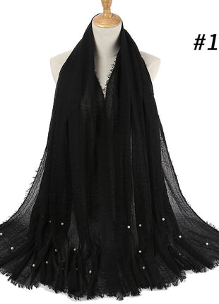 Cotton and linen crumpled monochrome scarf