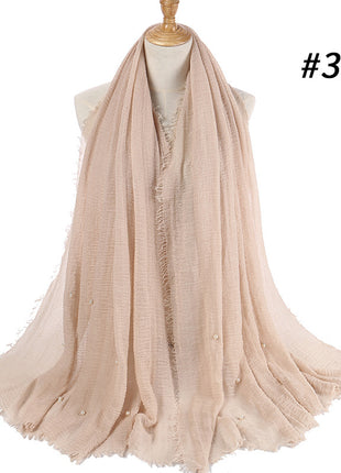 Cotton and linen crumpled monochrome scarf