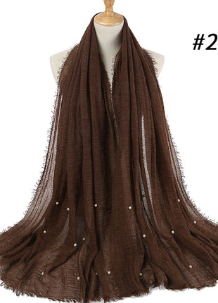 Cotton and linen crumpled monochrome scarf