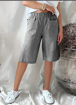 Casual Drawstring Seersucker Pocket Beach Shorts