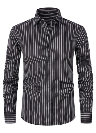 Men's Striped All-matching Ice Silk Long Sleeve Shirt