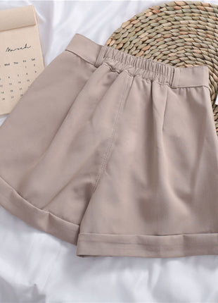 Roll-up Wide-leg Casual Shorts