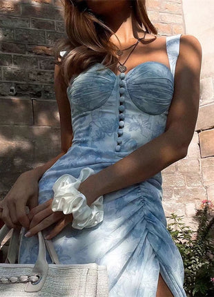 Strappy Corset Side Slit Dress