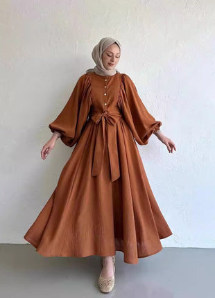 Long Sleeves Top Swing Mid-length Dress