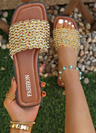 Woven Square Toe Flat