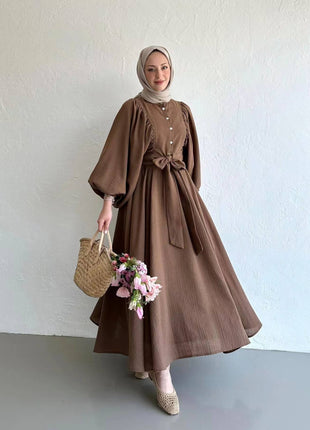 Long Sleeves Top Swing Mid-length Dress