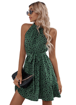 Ladies Halter Neck Small Turtleneck Dot Dress