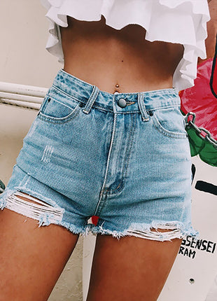 Retro Ins Hot Classic Ripped Denim Shorts
