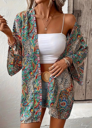 Ethnic Round Neck Shirt Bohemian Long Sleeve Shirt