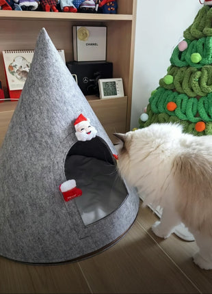 Enclosed Indoor Pet Nest DIY Christmas Tent Style