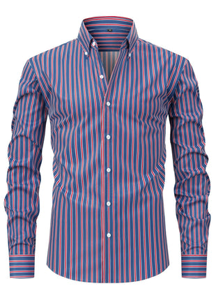 Men's Striped All-matching Ice Silk Long Sleeve Shirt