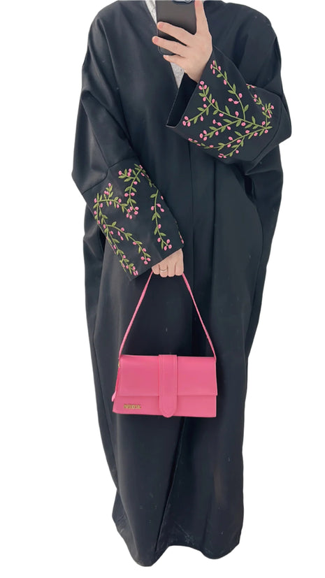 Flower Embroidered Elegant Abaya with Headscarf