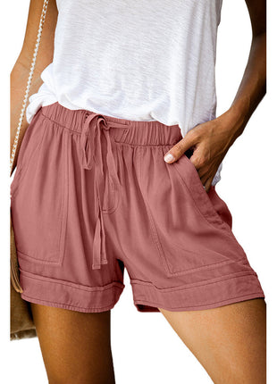 Wide Leg Loose High Waist Elastic Lace-up Shorts
