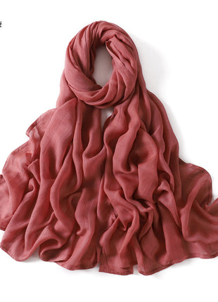 Solid Color Wide-brimmed Cotton And Linen Monochrome Scarf Veil