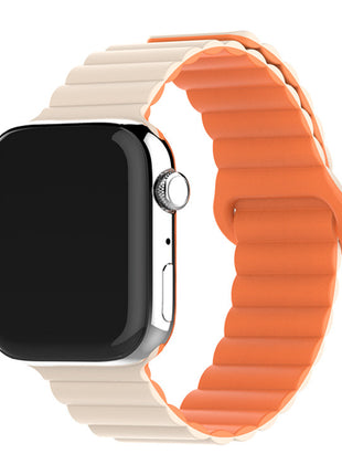 Two-color Silicone Magnetic Back Ring Buckle Band Applicable with Apple watch