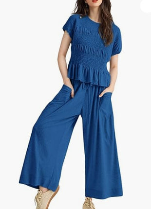 2-piece Pleated Top and Wide Leg Pants