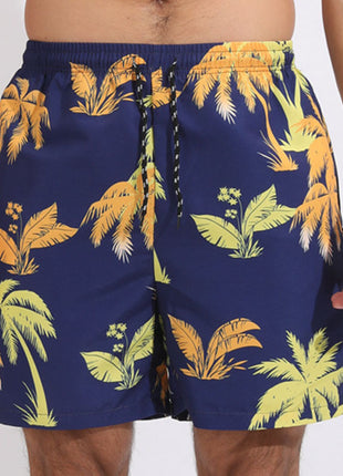 Dark Blue and Yellow Coconut Beach Shorts