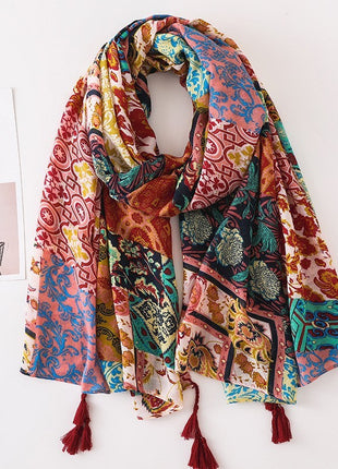 Japanese Style Artistic Cotton and Linen Scarf Bohemian Cashew