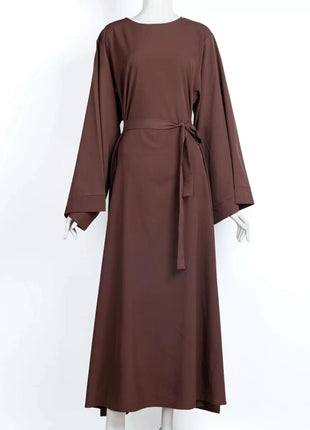 Solid Color Plus Size Lace-up Abaya