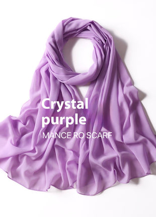 Pure Color Pearl Chiffon Scarf Headcloth Veil Chiffon Scarf
