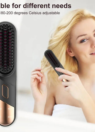Cordless Wet & Dry Hair Straightener Brush