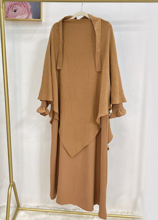 Monochrome Lantern Abaya With Headscarf