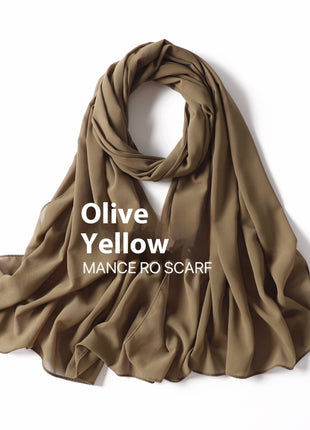 Pure Color Pearl Chiffon Scarf Headcloth Veil Chiffon Scarf
