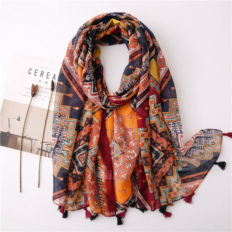 Japanese Style Artistic Cotton and Linen Scarf Bohemian Cashew