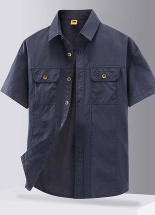 Casual Solid Color Workwear Shirt Men