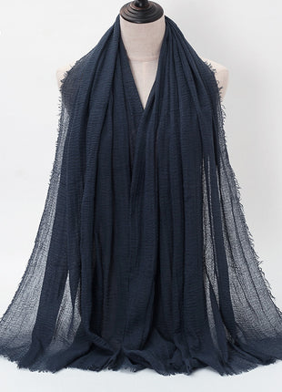 Pure Color Pleated Cotton Scarf Cotton And Linen Scarf