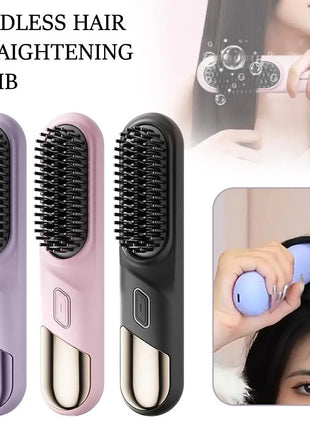 Cordless Wet & Dry Hair Straightener Brush