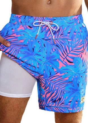 Sapphire Blue Cast Leaves Beach Trunks