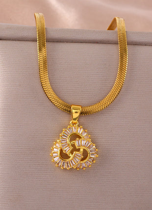 Snake Chain Ginkgo Leaf Pendant Necklace