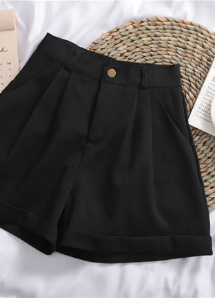 Roll-up Wide-leg Casual Shorts