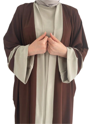 Elegant Brown Abaya with Headscarf