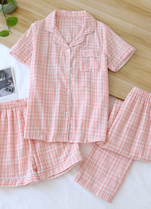 Gauze Cotton Three-piece Pyjama Set