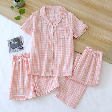 Gauze Cotton Three-piece Pyjama Set