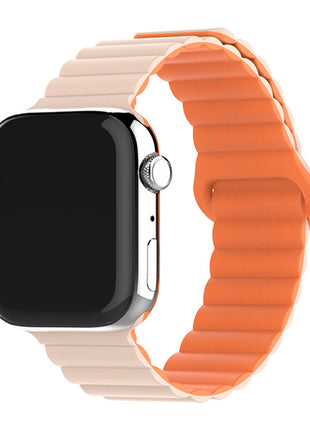 Two-color Silicone Magnetic Back Ring Buckle Band Applicable with Apple watch