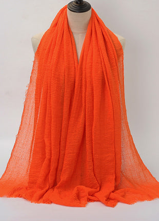 Pure Color Pleated Cotton Scarf Cotton And Linen Scarf
