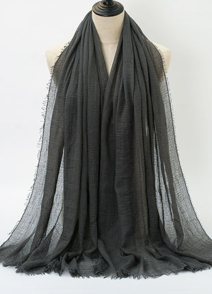 Pure Color Pleated Cotton Scarf Cotton And Linen Scarf