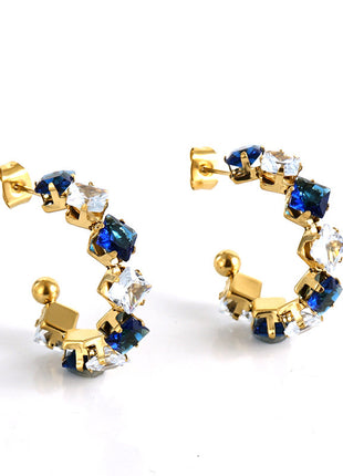 Stainless Steel Zircon Rhinestone Earrings