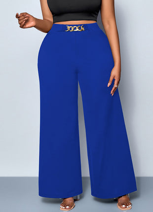 Plus Size Metal Buckle Trousers