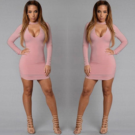 Long Sleeve Irregular Edge Slim Hip Dress