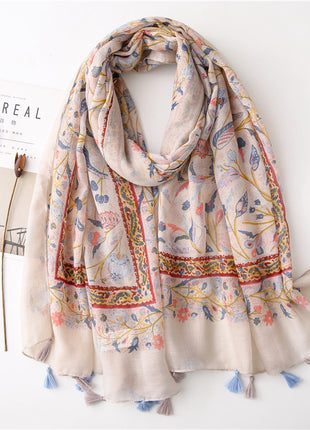 Japanese Style Artistic Cotton and Linen Scarf Bohemian Cashew