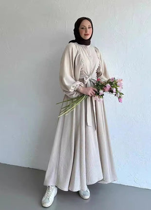 Long Sleeves Top Swing Mid-length Dress