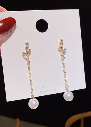 Retro Design Sense Long Leaf Tassel Earrings Temperament